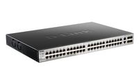 D-Link 48x 10/100/1000BASE-T, 2x 10GBASE-T, 4x 10G SFP+, USB 2.0, 216 Gbps, 161 Mpps, 440 x 290 x 44 mm, 3.72 kg - W125048465