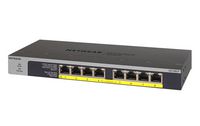 Netgear 8x 10/100/1000Mbps Gigabit Ethernet, 8 PoE+ ports, up to 30W per port, 60W Budget, 0.6kg, Fanless - W124755636