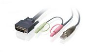 IOGEAR DVI-D / USB2.0, Audio/Mic, up to 1920 x 1200 px, 1.8m, Black - W125254410