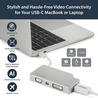 StarTech.com StarTech.com USB C Multiport Video Adapter with HDMI, VGA, Mini DisplayPort or DVI - USB Type C Monitor Adapter to HDMI 1.4 or mDP 1.2 (4K) - VGA or DVI (1080p) - Silver Aluminum (CDPVGDVHDMDP) - W125147004