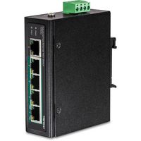 TRENDnet TI-PE50 5-Port Industrial Fast Ethernet PoE+ DIN-Rail Switch - W124976131