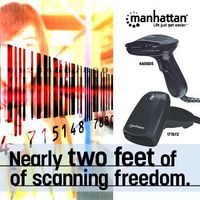 Manhattan Long Range CCD Handheld Barcode Scanner, USB, 500mm Scan Depth, up to 500 scans per second, Cable 1.5m, Black, Box - W124584887