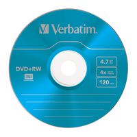 Verbatim DVD+RW Colours, 4.7GB, 4x, 5pk - W125187598