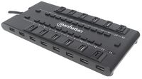 Manhattan MondoHub II, Adds 28 USB Ports to Any Computer – 24x USB 2.0 & 4x USB 3.0 Ports, AC Powered, Black, Boxed (Euro 2-pin plug) - W125102483