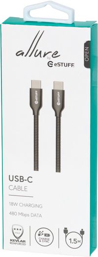 eSTUFF USB-C to USB-C Cable 1,5m Gunmetal - W124749428