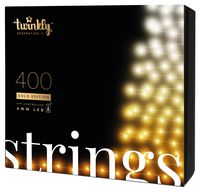 Twinkly Strings Gold Edi. 400 LED AWW 32 meters, Black Wire, IP44 4mm Clear Concave,  BT+Wifi, Music sensor, Control via Android or MacOS free app - W125762701