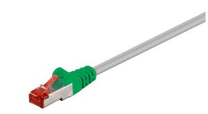 CROSSED S/FTP CAT6 3M GREY 5704327722687 - CROSSED S/FTP CAT6 3M GREY -Grey, green LSZH COPPER - 5704327722687