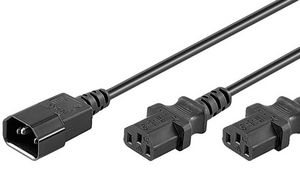 Power Cord C13x2 - C14 0,6m 5712505335918 - Power Cord C13x2 - C14 0,6m -Y Extension Cable, Black, 10A - 5712505335918