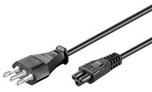 Power Cord Italy - C5 3m 5711783332237 - Power Cord Italy - C5 3m -Black, - 5711783332237