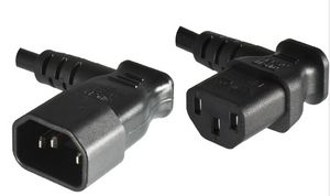 Power Cord 0.4m Extension 5712505334010 - Power Cord 0.4m Extension -C13-C14, 90 angled Black. - 5712505334010