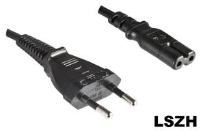 Power Cord Europlug - C7 1.8m 4032528027845 - Power Cord Europlug - C7 1.8m -LSZH, Black, 2x 0.75mm - 4032528027845