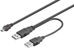 2x A plug to 5 pin mini B plug 5712505516812 - 2x A plug to 5 pin mini B plug -Y USB cable. 0,6meter cable - 5712505516812