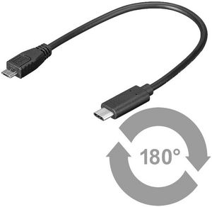 USB-C to USB2.0 Micro B 0.2M 5712505328637 - USB-C to USB2.0 Micro B 0.2M -Black, for synching and - 5712505328637