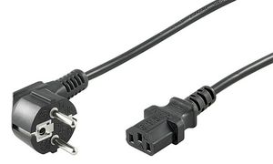 Power Cord 1m Black IEC320 5706998252258 - Power Cord 1m Black IEC320 -Angled Schuko to C13 - 5706998252258