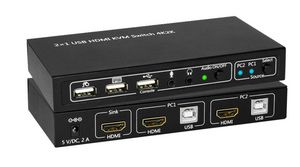 HDMI & USB KVM Switch 2 ports 5704174049197 - HDMI & USB KVM Switch 2 ports -Including UK PSU, This 2x1 - 5704174049197