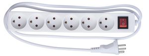 6-way Danish Power Strip 1.5m 5704174266020 - 6-way Danish Power Strip 1.5m -Without ON/OFF Switch, with - 5704174266020