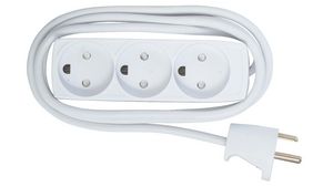 3-way Danish Power Strip 5m 5704174265306 - 3-way Danish Power Strip 5m -Without ON/OFF Switch, with - 5704174265306