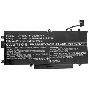 Laptop Battery for Dell 5704174524045 71TG4, CFX97, X49C1 - Laptop Battery for Dell -44Wh Li-Po 11.4V 3850mAh - 5704174524045