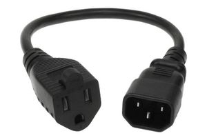 Power cord NEMA 5-15R F to 5704174469292 - Power cord NEMA 5-15R F to -C14, 0,3m, AWG18, SJT Power - 5704174469292