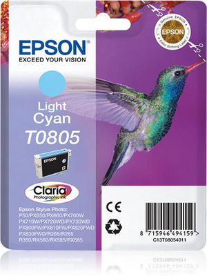 Ink Light Cyan 8715946494227 T080 C13T08054021 T0805 - Ink Light Cyan -Hummingbird Singlepack Light - 8715946494227