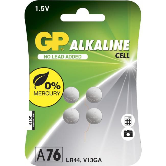 GP Batteries GP Alkaline Cell Battery - A76, 1-pack x 4 pcs. - W124391353