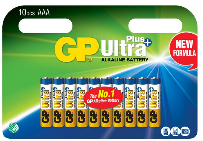 GP Batteries Ultra Plus Alkaline AAA batteri, 24AUP/LR03, 10-pack - W125284960