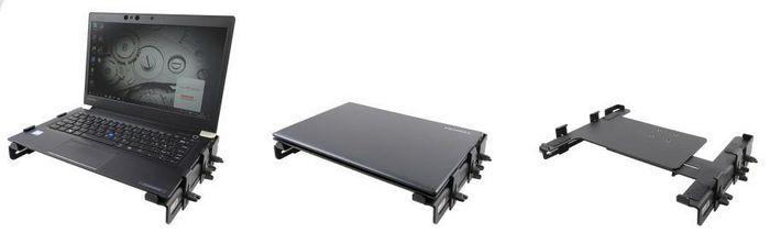 Brodit Laptop holder, Fits laptops with width 283-384 mm, max thickness 25 mm, With back support, With 4 mm AMPS holes - W126346539