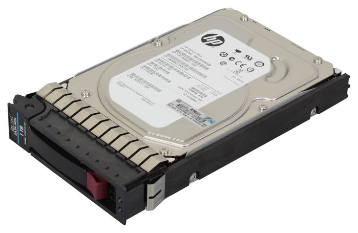 Hewlett Packard Enterprise 750GB hot-swap Serial ATA (SATA) hard drive - 7,200 RPM, 3Gbps transfer rate with Native Command Queuing (NCQ), 3.5-inch large form factor (LFF) - W124388171