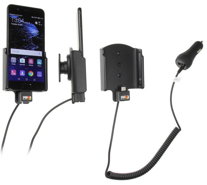 Brodit Active holder, cig-plug, tilt, swivel, Huawei P10, 75 x 100 x 45mm, 127g, ABS/Acetal plastic, Black - W125222744