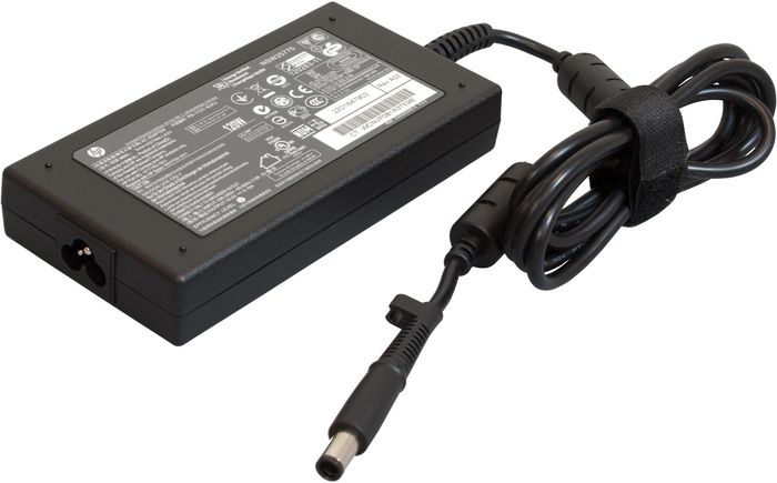 HP AC Smart adapter (120 watt) - 100-240VAC input, 50-60Hz, 2.5A - 18.5VDC output, 6.5A, 120 watt, PFC - Requires separate 3-wire AC power cord with C5 connector - Does NOT include dongle for use with older, non-Smart compatible notebook PC's - W125129100
