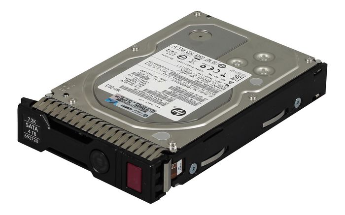 Hewlett Packard Enterprise 4TB hot-plug SATA hard disk drive - 7,200 RPM, 6Gb per second transfer rate, 3.5-inch large form factor (LFF), midline (MDL), SmartDrive carrier (SC) - W125331493