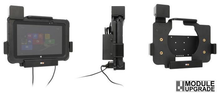 Brodit With spring stud locking, For rugged frame, with/without exp.module/handstrap, USB-A Host+DC 5,5x5,1-1,5mm (cable NOT included), black - W126348470