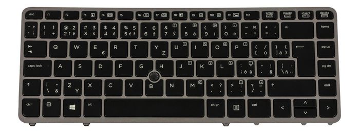 HP Backlit keyboard with pointing stick - Dual-point, spill-resistant design with drain and DuraKeys - Includes keyboard and pointing stick cables (Czech Republic and Slovakia) - W125310151