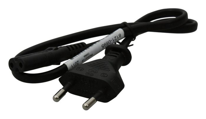 HP Power cord (Black) - 2-wire, 17 AWG, 0.5m (1.6ft) long - Has straight (F) C7 receptacle (For use in Europe, Opt. 954) - W124835006