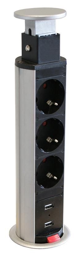 Kondator Axessline PopUp - 3 Power 2 USB Ch. Ø 0 - W124739744