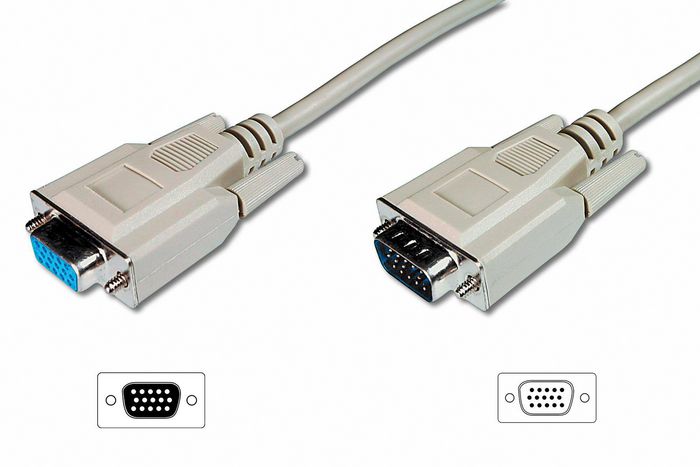 Digitus VGA Monitor extension cable, HD15 M/F, 1.8m, 3CF, be - W125424890