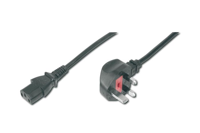 Digitus Power Cord, UK plug, 90ø angled - C13 M/F, 1.8m, H05VV-F3G 0.75qmm, fuse 5A, black - W125481214