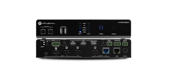 Atlona Omega 5x2 4K/UHD multiformat matrix switcher, with Wireless casting, HDMI, USB-C, Display port - W125799777