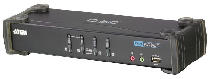 Aten 4-Port USB DVI KVM Switch with Audio & USB 2.0 Hub (KVM Cables included) - W124548006