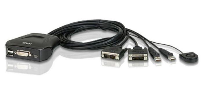 Aten Commutateur KVM câble DVI USB 2 ports avec sélecteur de port distant - W125247370