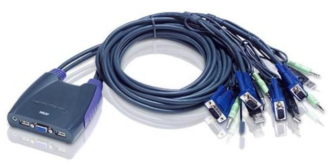 Aten Commutateur KVM à câble VGA/audio USB 4 ports (0,9m, 1,2m) - W124989362