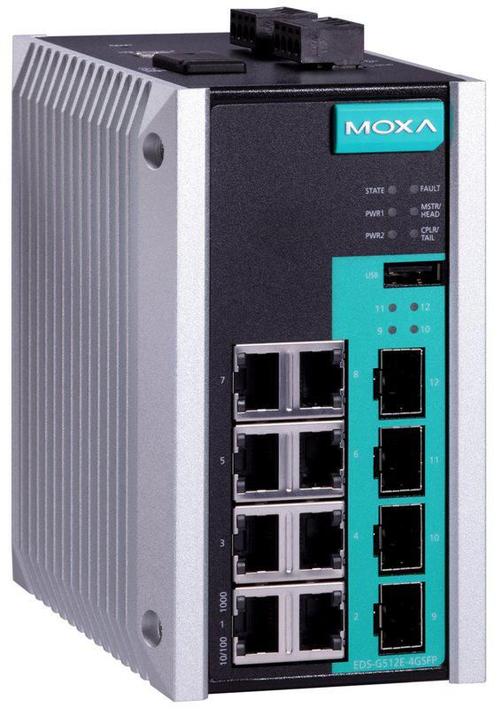 Moxa 12G-port (with 8 PoE+ ports option) full Gigabit managed Ethernet switches - W125220393