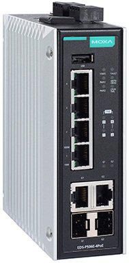 Moxa 4+2G-port Gigabit PoE+ managed Ethernet switches with 4 IEEE 802.3af/at PoE+ ports - W124822974