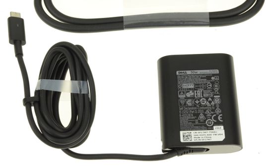 Dell AC Adapter, 30W, 19.5V, 3 Pin, Type C, C6 Power Cord (Not incl.) - W124789729