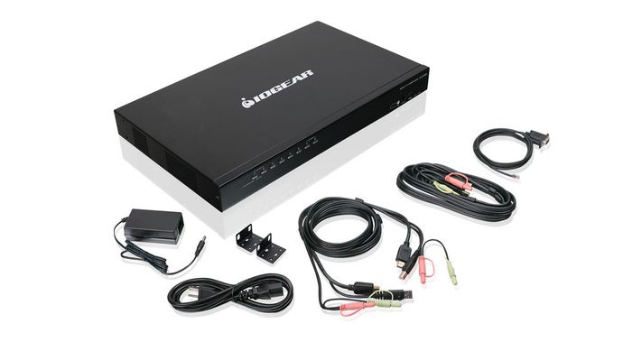 IOGEAR 1U, 1920 x 1200, 8x HDMI, 8x USB, 8x 3.5 mm, 12.2 W, 5 V, 431.8 x 254 x 44.5 mm, 3.52 kg - W125660563