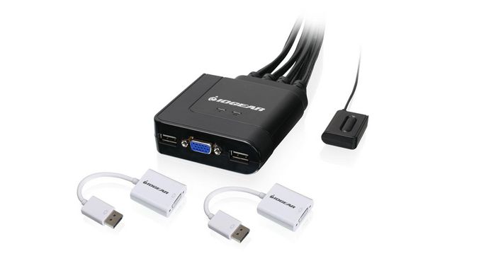 IOGEAR 2-Port USB Cable KVM, 2x DisplayPort - VGA - W125660574