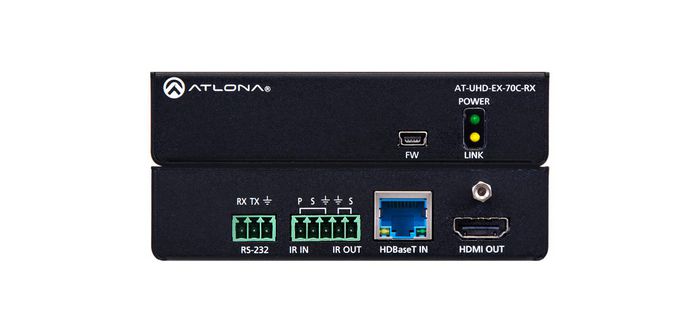 Atlona 4K/UHD HDMI Over HDBaseT Receiver with Control and PoE, CAT5e/6/6a/7, HDMI, 10.2 Gbps, HDCP 2.2, 25x109x89 mm - W125400041