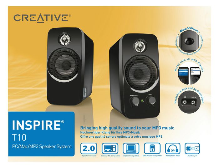 Creative Labs Inspire T10 - 2.0, AUX, 80 - 20000Hz, 5W - W125181490
