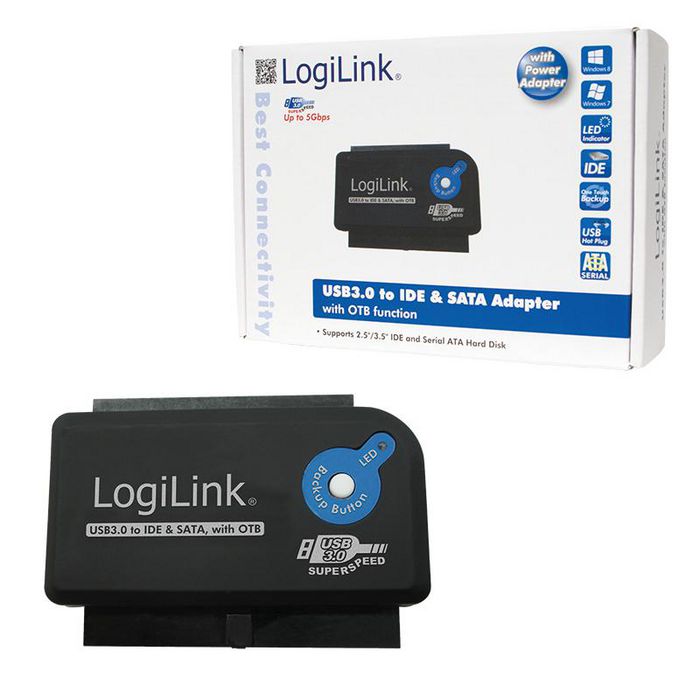 LogiLink USB 3.0 to IDE & SATA Adapter with OTB - W125045277