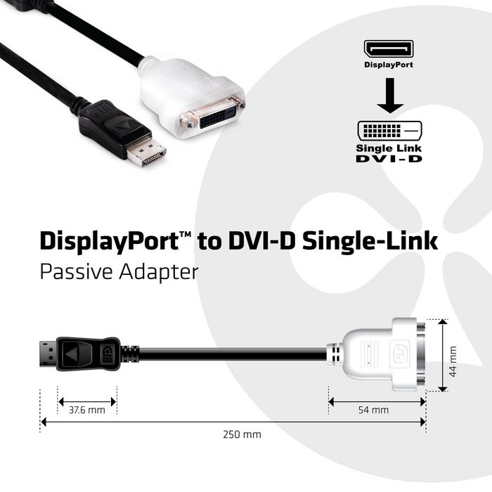 Club3D DisplayPort to DVI-D Single Link Adapter Cable - W125047060